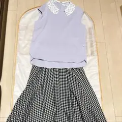 美品✨Rene 2023年 ロゴ刺繍 リブニットトップス 36 ネイビー系 半袖