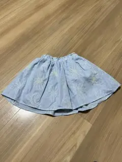 花柄刺繍スカート ライトブルー