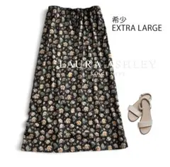 ローラアシュレイ 希少XL 洗えるストレッチ 花柄フラワープリントスカートのサムネイル