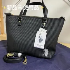 【未使用】U.S.POLO ASSN.プリーツ ミニトート　ショルダーバッグ　黒