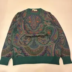 じ*ー様 日本製 BONTON 総柄 ニット セーター ペイズリー ネイティブ