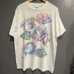 90s USA製 シングルステッチ 魚のグラフィックTシャツ アート アニマル