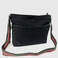 【美品】グッチ ショルダーバッグ GGキャンバス×レザー シェリーライン