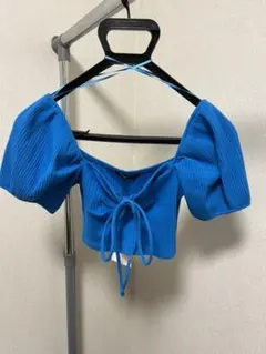 ザラ ショート丈 ニット 青