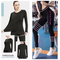 レディース コンプレッションウェア 上下セット Mサイズ スポーツウェア 黒
