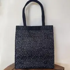 ⭐︎ハンドメイド⭐︎ フォーマル サブバッグ リボン付♡ ブラック ラメ 小花柄模様