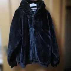 AZUL By moussy フード付き黒フェイクファーコート Fサイズ