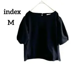 【インデックス】半袖カットソー ブラック M パフスリーブ ジャガード お呼ばれのサムネイル