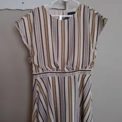 ストライプ 半袖 ロングワンピース☆13号