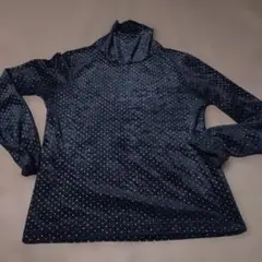 Rope Picnic ドット柄 ベロア風 タートルネック 長袖カットソー 38