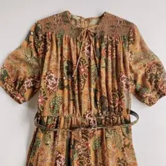 used レトロ 総柄 プリーツ ワンピース 古着 ヴィンテージ vintage