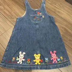 MIKI HOUSE デニムジャンバースカート 100