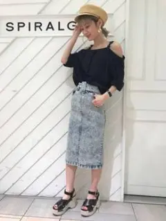 SPIRALGIRL ベルト付きデニムタイトスカート