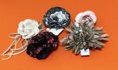 コサージュ　カメリア　ダリア　ビジュー　5個セット