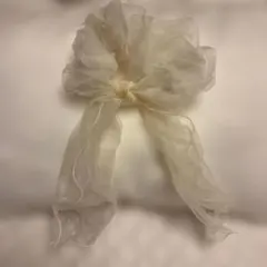 シュシュ リボン ヘアアクセサリー ホワイト 白