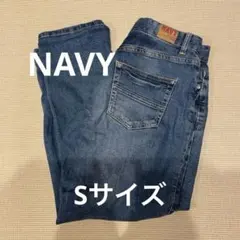 NAVY ブルー デニムパンツ　色落ちデザイン
