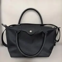 ロンシャン風　黒　トートバッグ　ショルダーバッグ