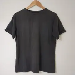 【美品】イタリア製濃灰Tシャツ無地高品質40上品シンプル綿混