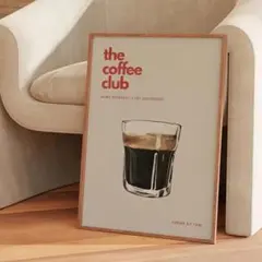 「Coffeeどうですか」ミッドセンチュリーA3サイズ ファブリックポスターCF