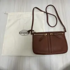 FOSSIL フォッシル　レザー ショルダーバッグ ブラウンのサムネイル