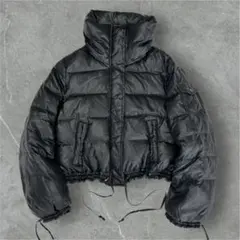 y2k 00s archive ダウンジャケット 黒 ショート丈 光沢 軽量 M