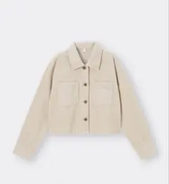 GU ベージュ コーデュロイショートジャケット