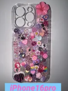 デコ　iPhone16pro スマホケース ピンク　ギャル　スマホ　デコり
