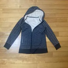 y2k ボーダー ジップパーカー 裏ボア グレー系 archive 平成