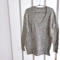 美品✨グレー Vネック ニットセーター 長袖 【Lサイズ】