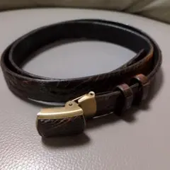 クロコダイル　レディース革ベルト ブラウン