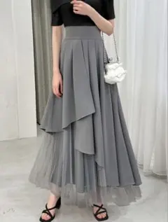 【新品未使用】grl グレイル チュールドッキングフレアスカート　L
