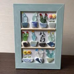 シーグラスアート　ネコとサボテン①