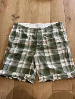 アバクロ　ショートパンツ　グリーンチェック柄　36インチ
