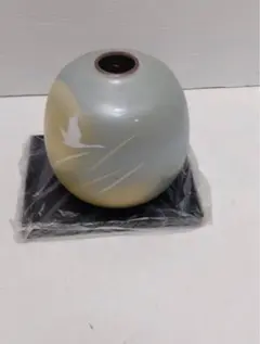 G3099 九谷焼 花瓶 瑞鶴 叙勲記念 台座・共箱付 花器 壺