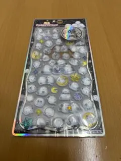 光るジュエル プチドロップステッカー　ぽんぽん シマエナガ