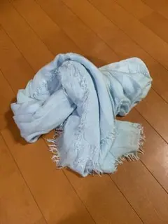 美品INED 大判ストール　ライトブルーのサムネイル