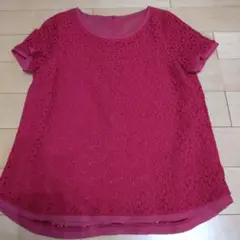 エンスウィート、総刺繍ワイン色、ブラウス
