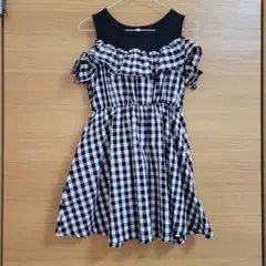 肩出しチェック柄ワンピース