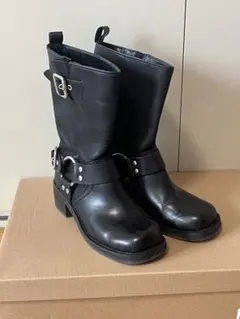 SteveMadden EN-ROUTE-UAレザーバイカーブーツ 23.5cm