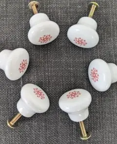 レトロ感 陶器つまみ・取っ手 ねじ式 8個 新品未使用
