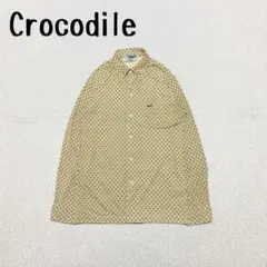 クロコダイル【Crocodile】 ダイヤ　幾何学　総柄長袖シャツ　　M 黄色のサムネイル