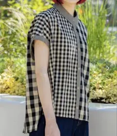 BEAMS HEART クレイジー ギンガムシャツ ベージュ ブラック チェック