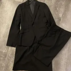 COMME CA ISM 黒ストライプビジネススーツ ３点セット　ブーツカット