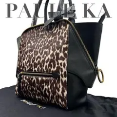【極美品】PAULEKA ポールカ トートバッグ　リボン　豹柄　黒　レザー　金具のサムネイル