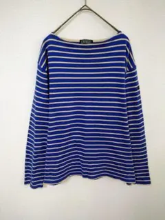 エーグル　長袖カットソー　レディースM　青　ベージュ　ボーダー柄　綿100％