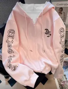 パーカー ゴシック ピンク スウェット ジャージ 韓国 フード付き 空港コーデ