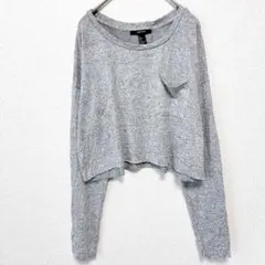 FOREVER 21 薄手ニット グレー シンプル ショート丈 L