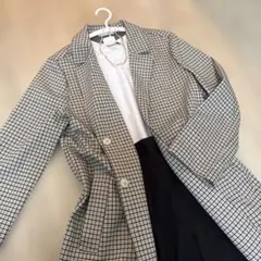 H&M チェック柄 ロングジャケット コート　秋　コート　ロングコート