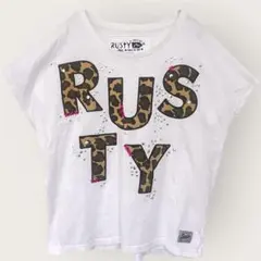 RUSTY ラスティ 半袖Tシャツ レオパード柄 ビックロゴ ホワイト M