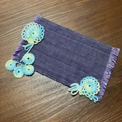 レース編み　会津木綿　ドイリー　２１×１２cm ハンドメイド